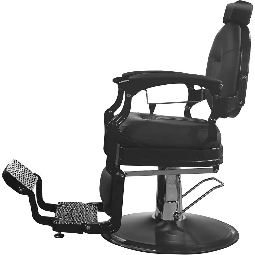 Vintage-Style Heavy Duty Barber Chair - 360° Swivel, 160° Recline, 550 lbs Capacity, Adjustable Rest (Black)