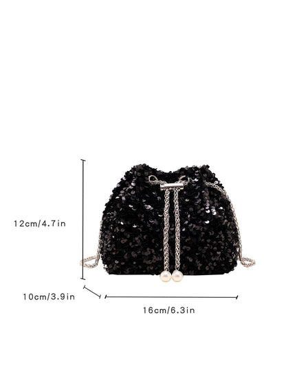 Good-looking Personality Sequin Women's New Korean Bucket Bag Bright Eyes Style Fashion Crossbody Dinner Single Shoulder Bags