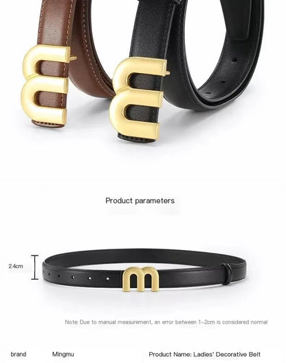 Women's fashion belt high-quality gold buckle is best matched with women's denim belt dress