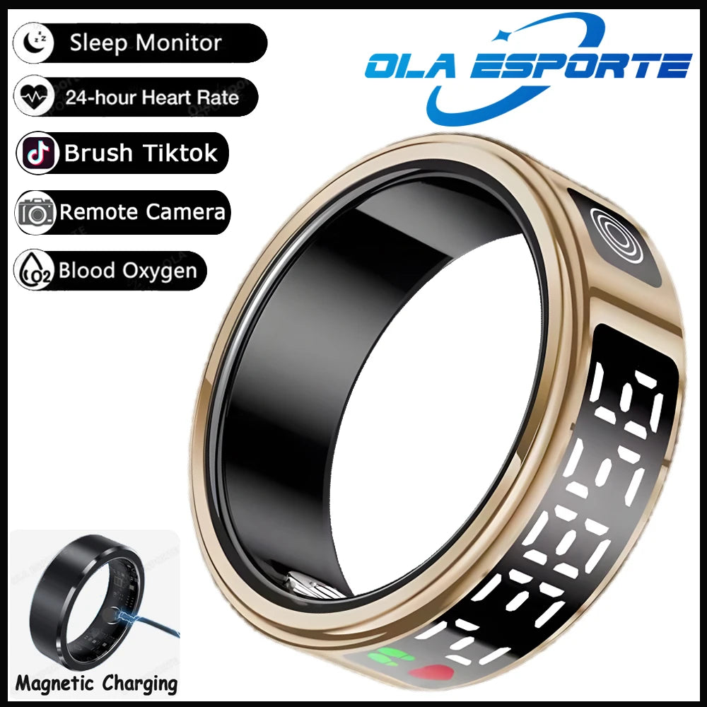 Display Screen Smart Ring Bluetooth Connection Heart Rate Sleep Monitoring Multi-function Ring Multiple Sports Modes Waterproof