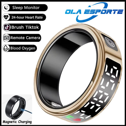 Display Screen Smart Ring Bluetooth Connection Heart Rate Sleep Monitoring Multi-function Ring Multiple Sports Modes Waterproof