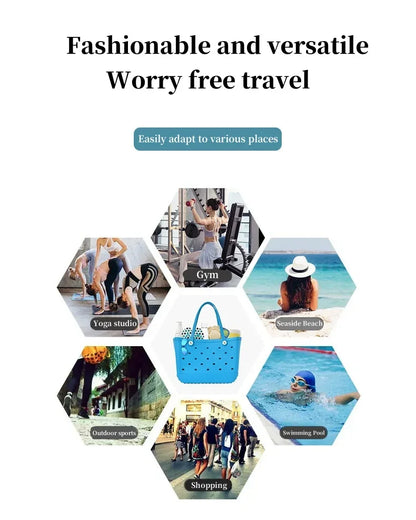 L/XL Beach Bags EVA Rubber Waterproof Tote Bag Storage Baskets Travel Shopping Shoulder Solid Color Fashion Handbag women