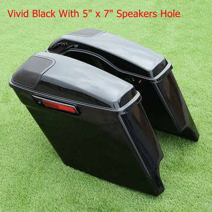 Motorcycle 5" Stretched Extended Saddlebags Saddle Bags For Harley Touring Road King Road Glide Street Glide 2014-2024