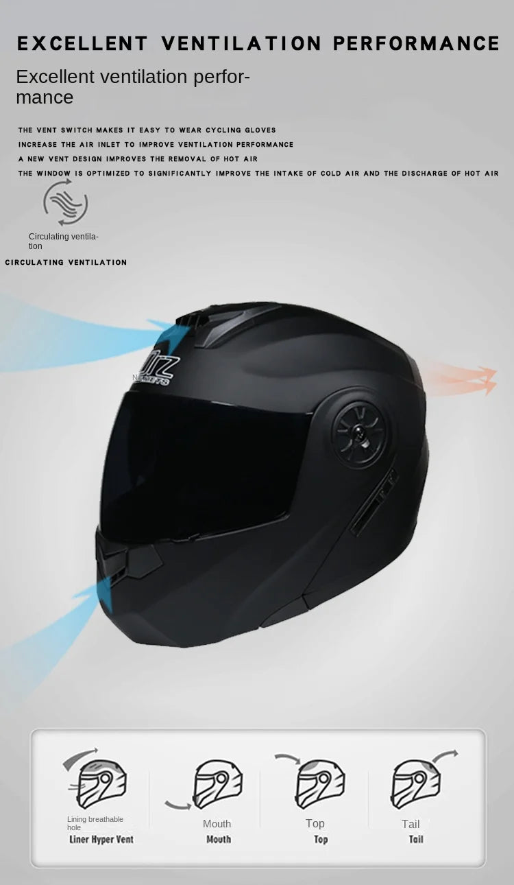 ORZ new motorcycle helmet with dual sunshades full face racing Bluetooth modular flip helmet for men and women DOT approval