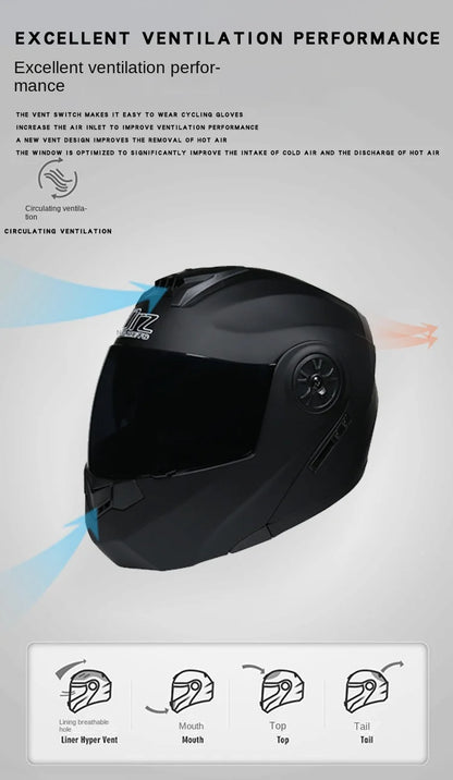 ORZ new motorcycle helmet with dual sunshades full face racing Bluetooth modular flip helmet for men and women DOT approval