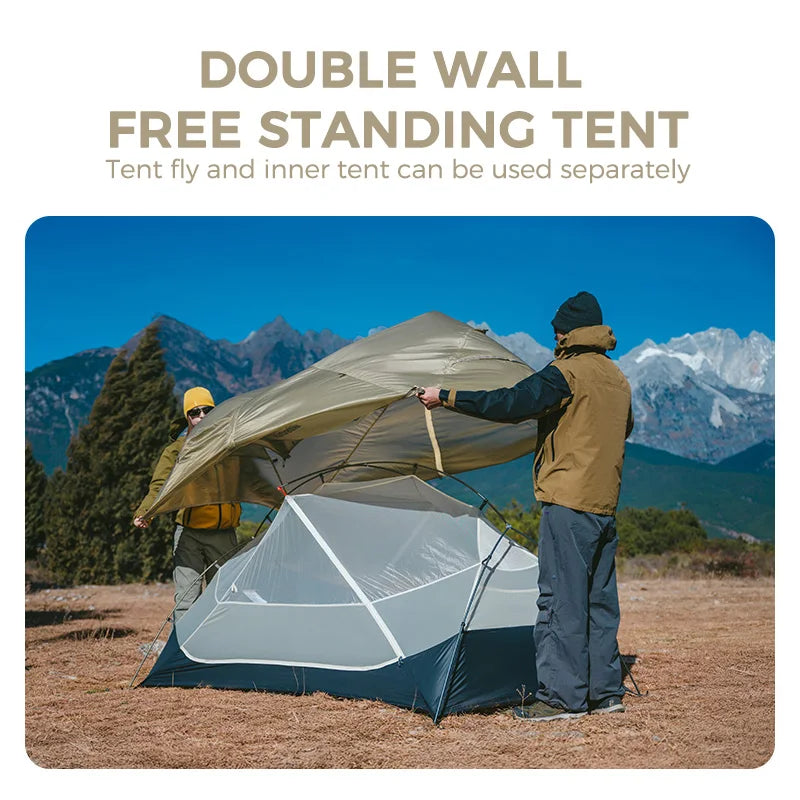 Naturehike Mongar 2 UL/PRO 1-2 Person Backpacking Tent Nylon Waterproof Ultralight Travel Trekking Shelter Tent with Footprint