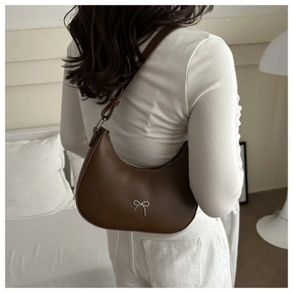 Bowknot Armpit Bag Korean Underarm Bag Luxury PU Leather Y2K Handbag Girls Shoulder Bag