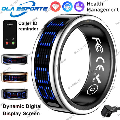 Call ID Reminder Smart Ring Heart Rate Blood Pressure Monitor Men Women Smartring 5ATM Waterproof Health Multi Sports Ring 2026