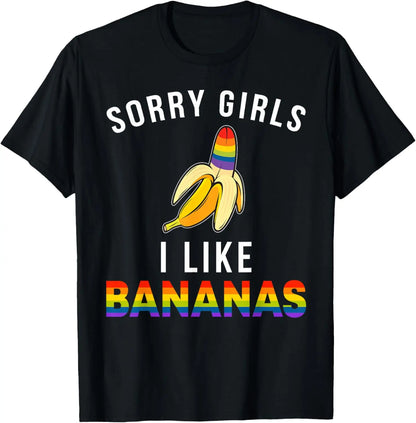 "Sorry Girl I Love Banana" Fun LGBTQ Gay Pride T-shirts Men Short Sleeve Fashion Streetwear Tshirts