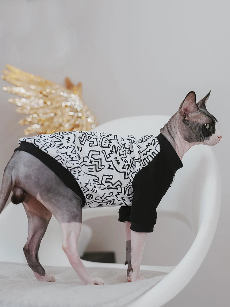 Cat Clothing Cotton Coat Elestic for Male Cat Spring Summer Sweatshirt For Kittens Soft T-shirt for Devon Rex