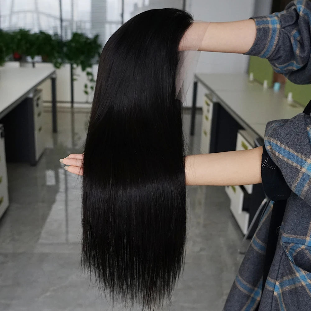 180% 13x4 Bone Straight Lace Front Wig Indian Remy Transparent Lace Frontal Wig Human Hair Wigs 4x4 Closure Wig Pre-Plucked