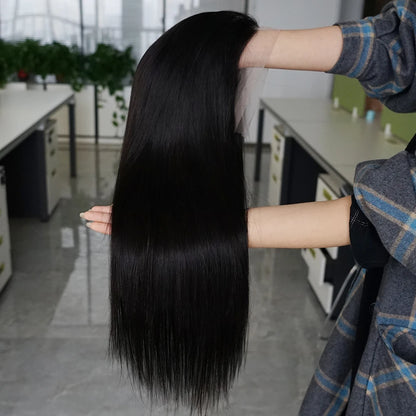 180% 13x4 Bone Straight Lace Front Wig Indian Remy Transparent Lace Frontal Wig Human Hair Wigs 4x4 Closure Wig Pre-Plucked