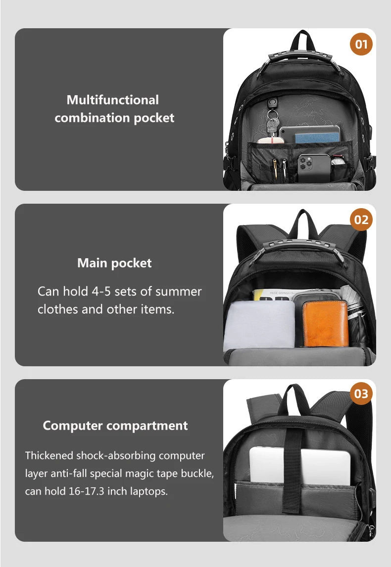 2026 Waterproof 17/20 Inch Laptop Backpack Men Airplane Travel Everyday Backpacks Women Oxford Rucksack Male School Bag Mochila