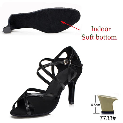 Latin Shoes Salsa Tango Ballroom Party Sports Women's Shoes Red Black Girls High Heel Summer Sandals Outdoor Women's Dance Shoes