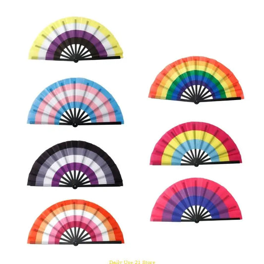 Rainbows Folding Fan Colourful Fan LGBTs Gay Prides Party Summer Music Festival