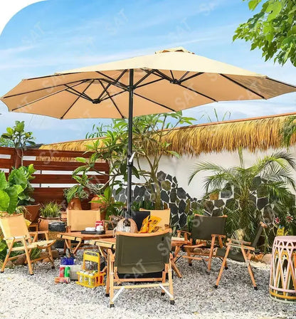 -Three-headed Parasol Outdoor Courtyard Leisure Umbrella With Big Umbrella Set Outside And Big Umbrella Stall Outdoor Garden