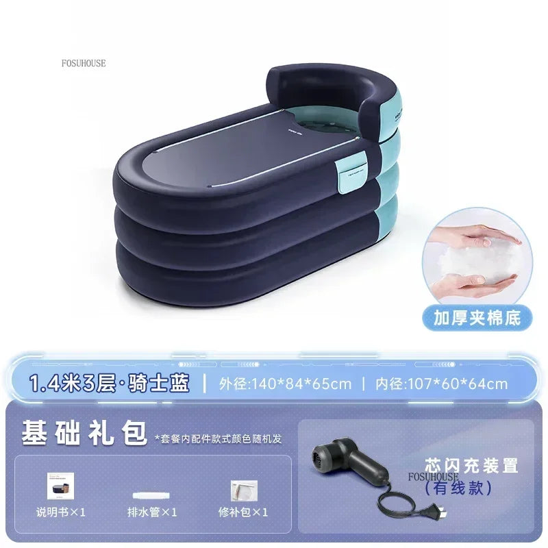 Large Capacity Inflatable Bathtub Portable Home Folding Spa Steam Sauna Bathing Bucket Hotel Space Capsule