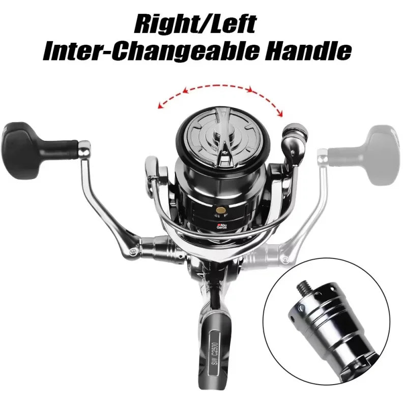 ABUG ARCIA  High Performance Fishing Reel, SWC1000-7000 Series , 12+1 Bearings, 4.7:1/5.5:1 Gear Ratio，Gift PE Fishing Line