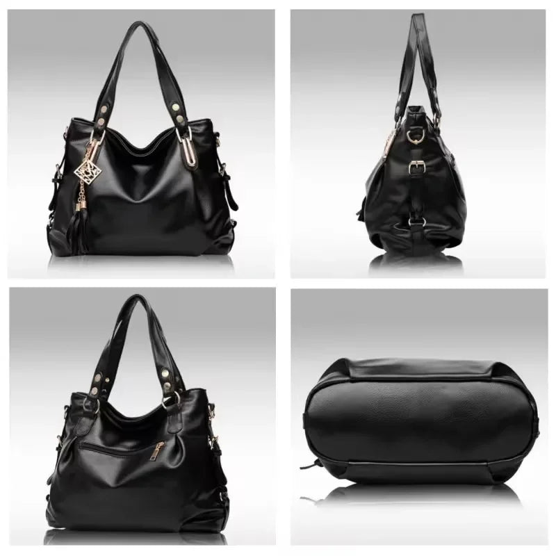 PU Fashion Large Capacity Women's Tote Bag, Single Shoulder Bag with Frill Decoration, Multi-pocket Design