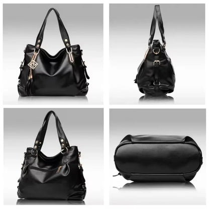 PU Fashion Large Capacity Women's Tote Bag, Single Shoulder Bag with Frill Decoration, Multi-pocket Design