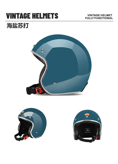 ECE DOT Approved Retro Motorcycle Helmet Open Face Moped 3/4 Vintage Low Profile Japanese Style Half Helmet Men Women Casco Moto