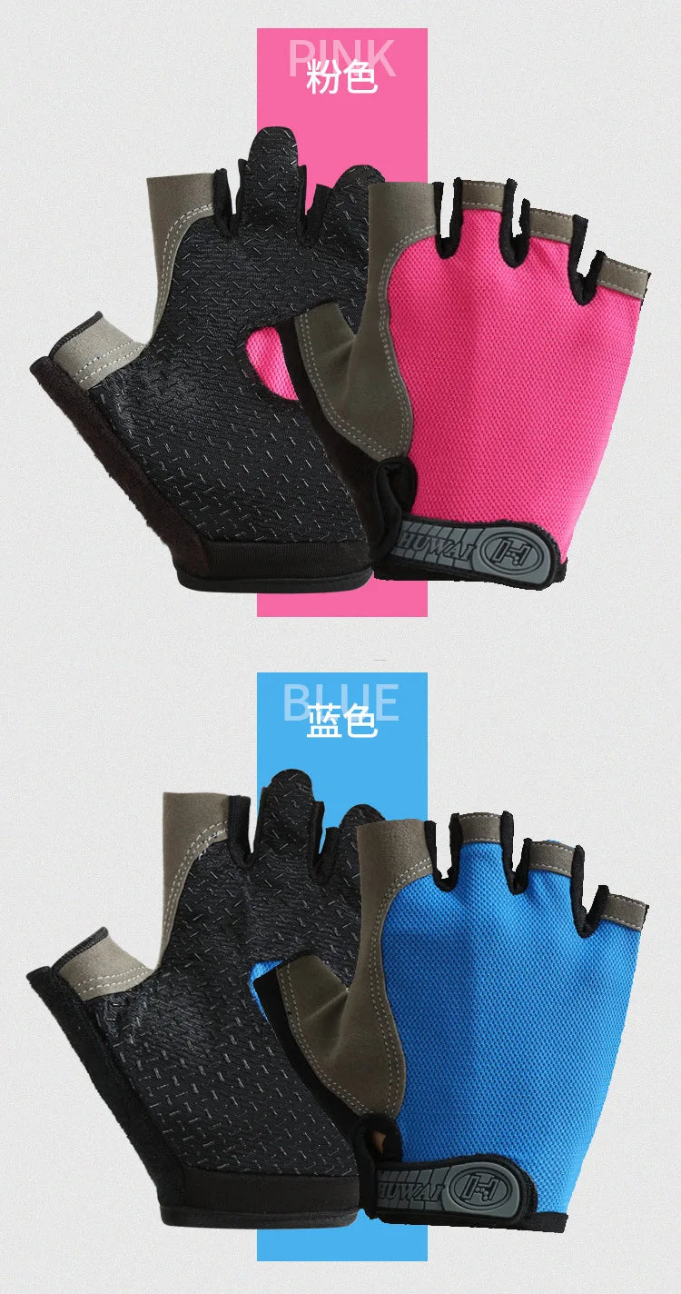 Men Women Gym Gloves Weightlifting Fitness Training Non Slip Palm Protector Breathable Fingerless Bike Bicycle Cycling Gloves