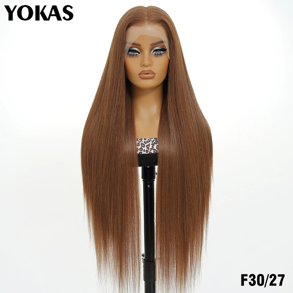 40 Inch Synthetic Lace Frontal Wigs For Women 13x6 Lace Front Wigs With High Temperature Fiber HD Lace Pink Blonde Straight Hair