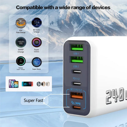 240W GaN Charger 2 Port USB C + USB A Fast Wall Charger UK/EU Plug PD Super Fast Charging For iPhone Samsung iPad Android Phone