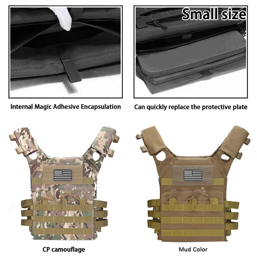 MOLLE outdoor training vest (including US flag emblem) with convenient expansion, lightweight and multifunctional JPC vest