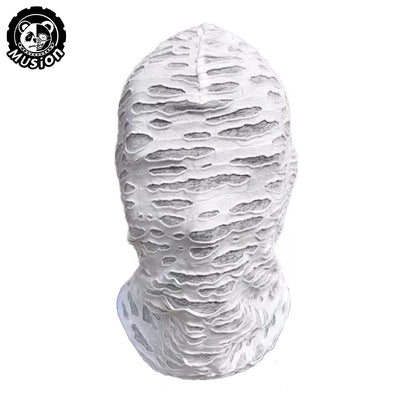 Musion Gothic Punk Distressed Ripped Face Mask Ftxo - Comfort Fit Windproof for Skiing Cycling Halloween Street Style