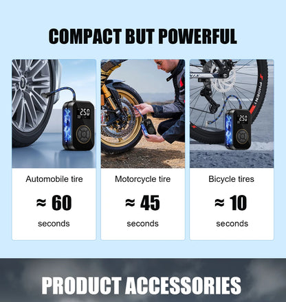 Multifunction Digital Air Pump, Portable Tire Inflator with SOS Light for Car Motorcycle Bicycle Tires, Balls, Boats, Camping