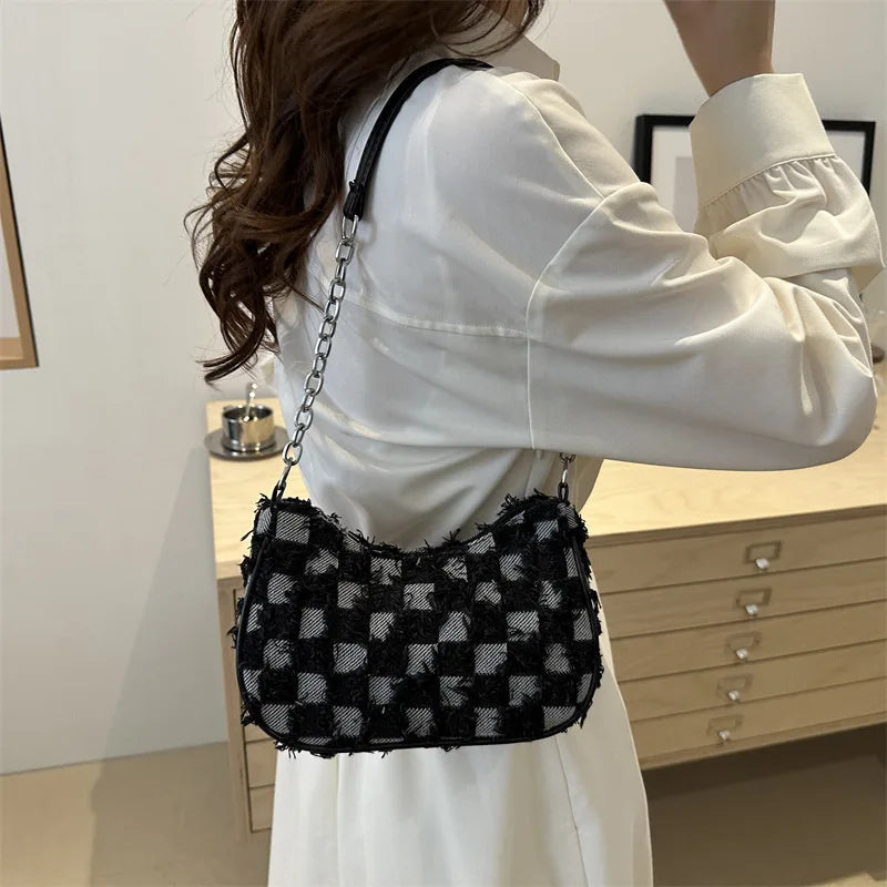 Women's Tote Bag with Star Pattern Blue Distressed Design, Golden-Tone Hardware, Stylish Handbag Shoulder Bag for Everyday Use