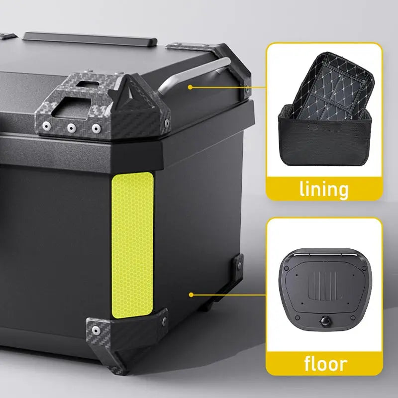 Universal Motorcycle Top Case Waterproof Motorbike Trunk Tail Box with Stainless Steel Anti-Theft Lock For Helmet Luggage
