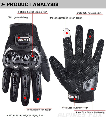 VEMAR Summer Motorcycle Gloves Men Black Full Finger Touchscreen Cycling ATV MTB Guantes Moto Luvas Bike Riding Glove Women Red