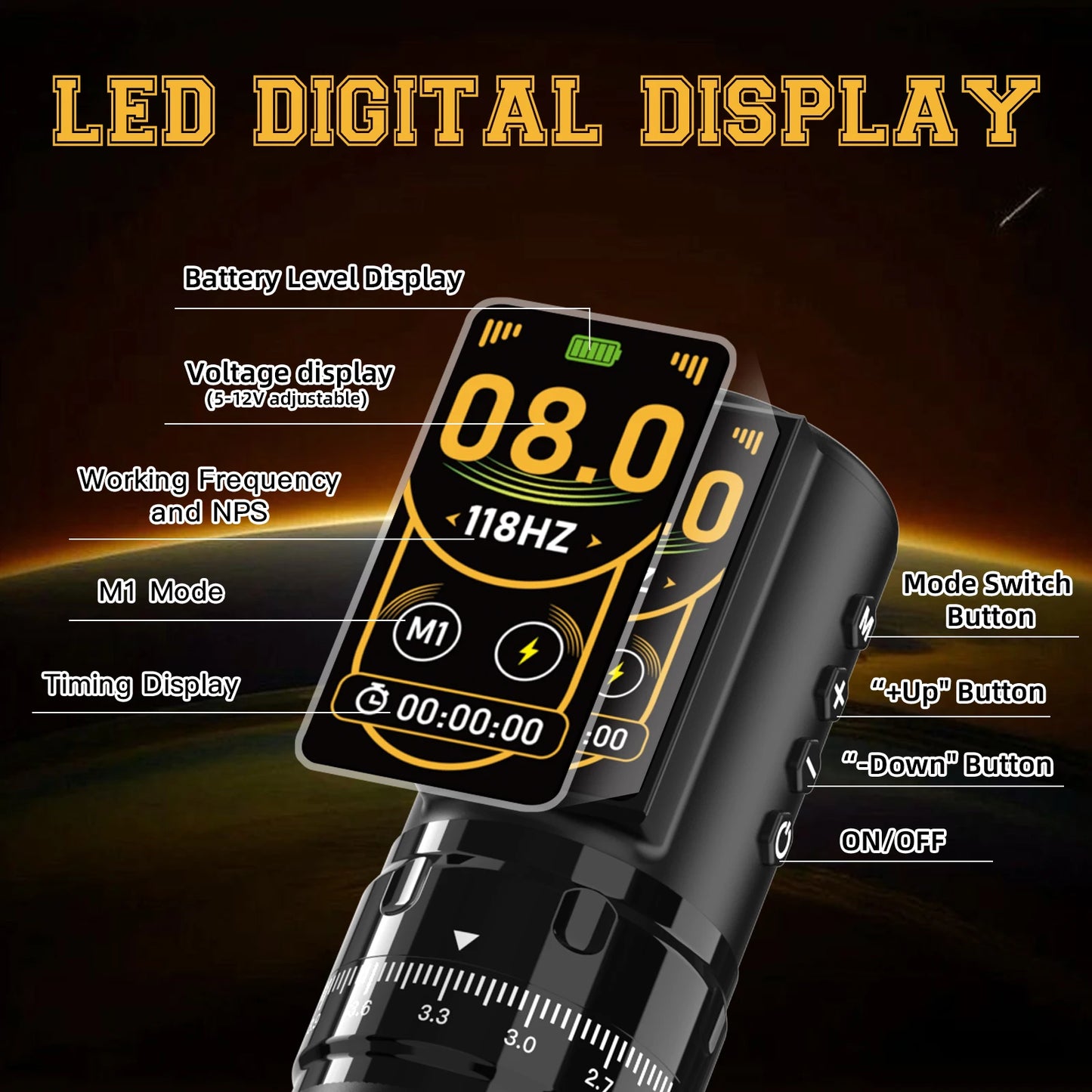DQFART Wireless Tattoo Machine Tattoo Kit 2400mAh Tattoo Pen for Pro Body Artist Tattoo Supplies Tattoo Accessories