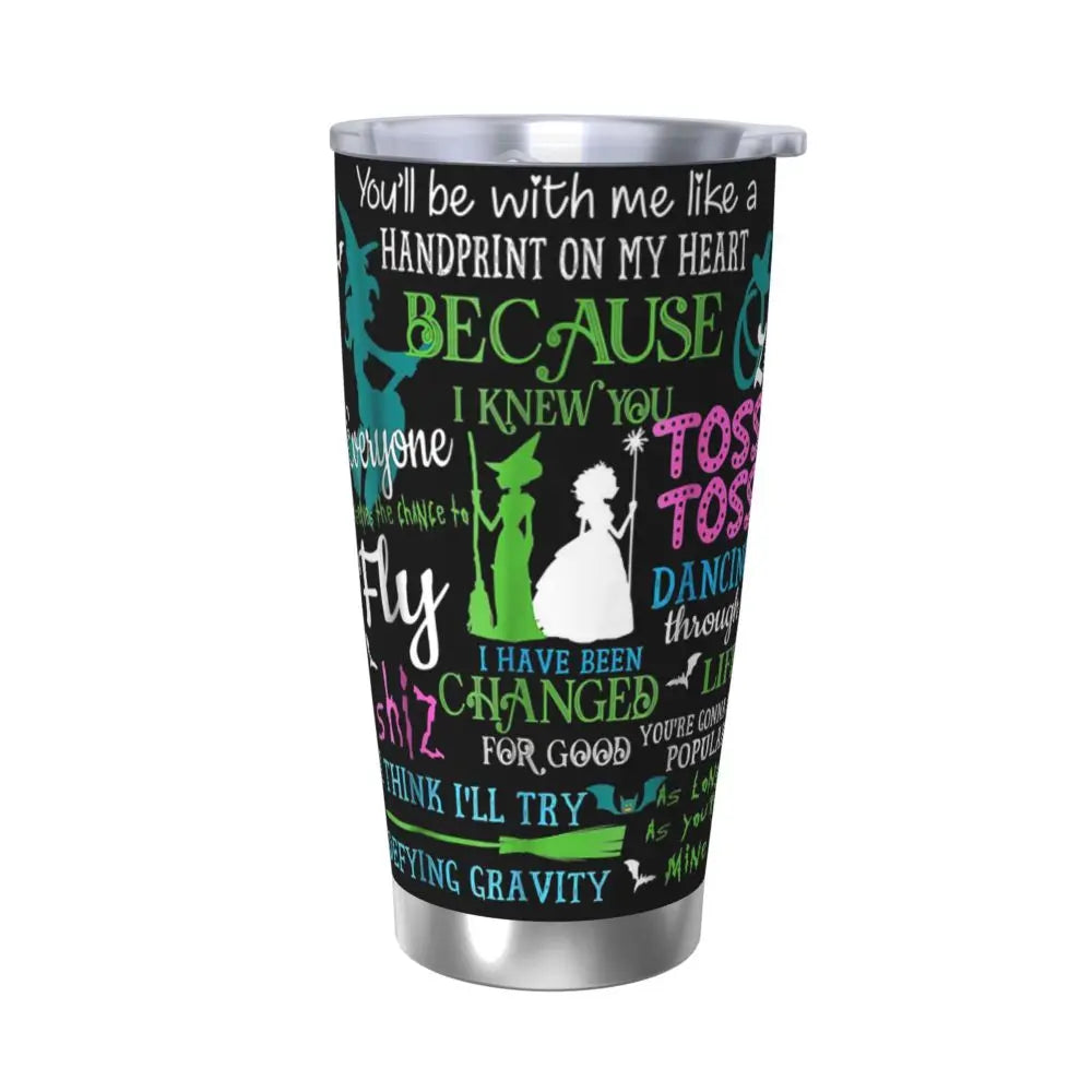 Halloween Wicked Musical Stainless Steel Tumbler Vacuum Insulated Mugs Thermal Cold Bottle Straw With Lid 20oz