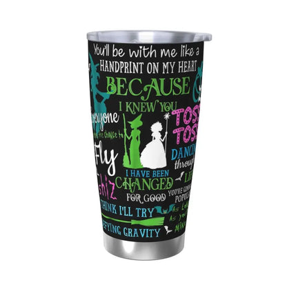 Halloween Wicked Musical Stainless Steel Tumbler Vacuum Insulated Mugs Thermal Cold Bottle Straw With Lid 20oz