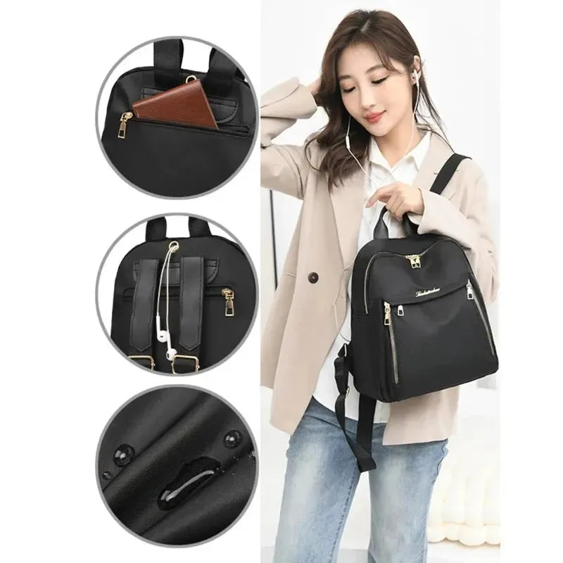 Simple Large Capacity Unisex Black Travel Backpack - Harajuku & High Street Style Student Backpack