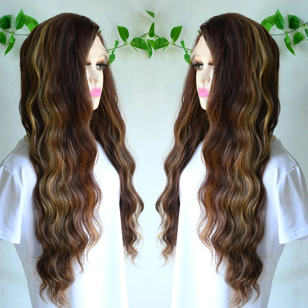 Yellow Wig 13x4 HD Body Wave Lace Frontal Wig Glueless Lace Front Wig Preplucked Synthetic High Quality Ready To Wear Cosplay