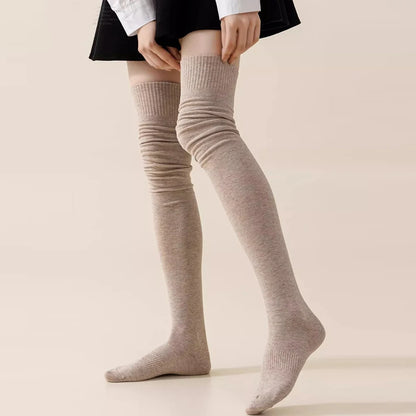 Winter Thigh High Socks For Women 100cm Lengthened JK Lolita Stockings Solid Color Over The Knee Stocks Slim Velvet Thigh Socks