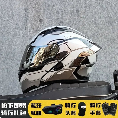 Motorcycle Helmet Full Face Racing Motorbike Helmet with Double Sun Visor Women Man Flip Up Moto Helmets Capacete De Moto