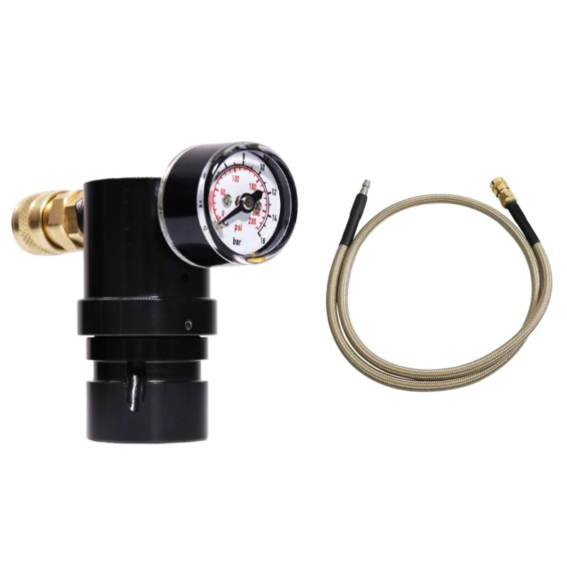 Updated Paintball Micro MR GEN2 Regulator W/ US Foster Coupler Remote Coil Hose 230psi Gauge,Output Pressure 40-160PSI