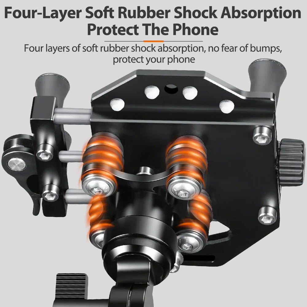 Motorcycle Phone Holder Universal Aluminum Alloy Shock-Absorbing Motos Handlebar Navigation Bracket 360° Rotary Adjustable Stand