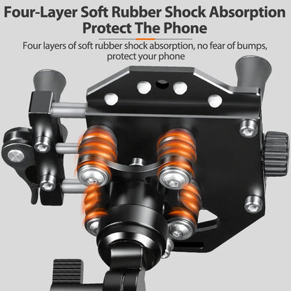 Motorcycle Phone Holder Universal Aluminum Alloy Shock-Absorbing Motos Handlebar Navigation Bracket 360° Rotary Adjustable Stand