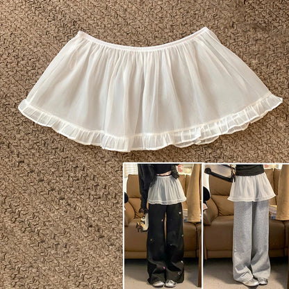 French Lace Up Short Fart Curtain Skirt Spring Layered Skirt INS Women Wrap Skirt Bandage Dress Apron Curtain Expansion Skirt