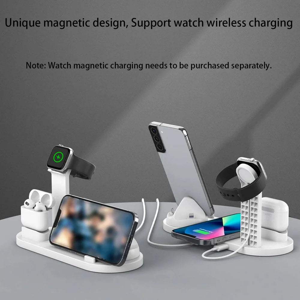 30W 7 in 1 Wireless Charger Stand Pad For iPhone 17- 11 XR Apple Watch Airpods Pro iWatch 8 7 6 Fast Charging Dock Station