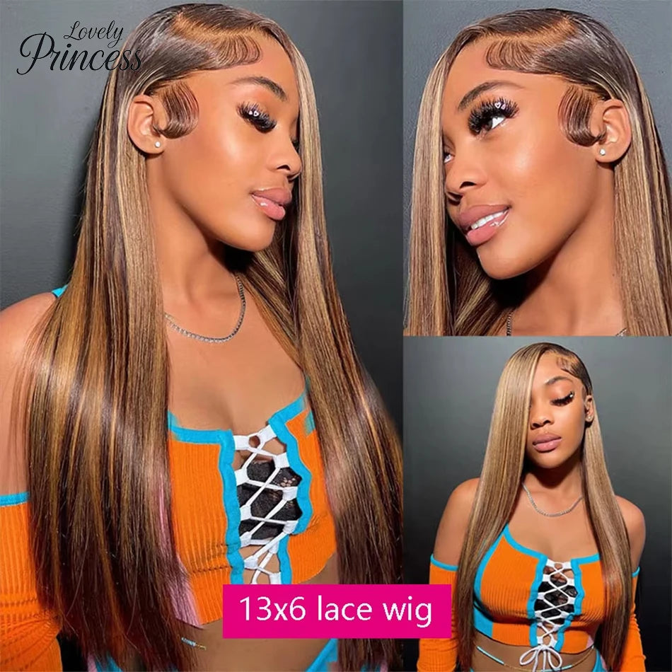 Honey Blonde 4/27 Highlight Wig 13x6 HD Lace Frontal Natural Hairline Pre-Plucked 13x4 Bone Straight Colored Lace Front Wigs