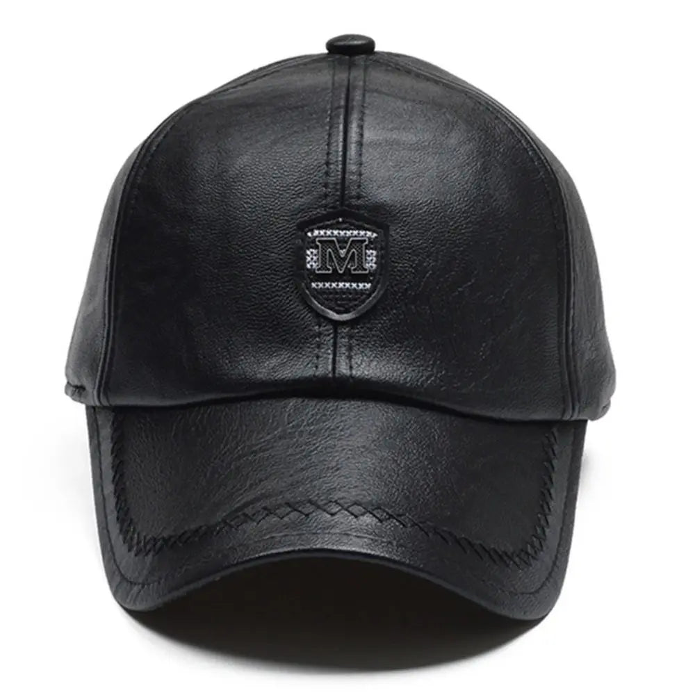 Fashion Outdoor Sports Leather Baseball Caps Autumn Winter Adjustable Thermal Hats Dad Hats Men Women