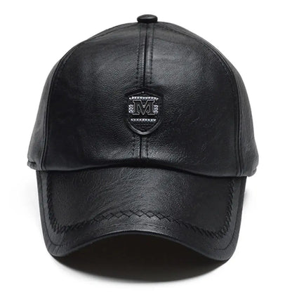 Fashion Outdoor Sports Leather Baseball Caps Autumn Winter Adjustable Thermal Hats Dad Hats Men Women