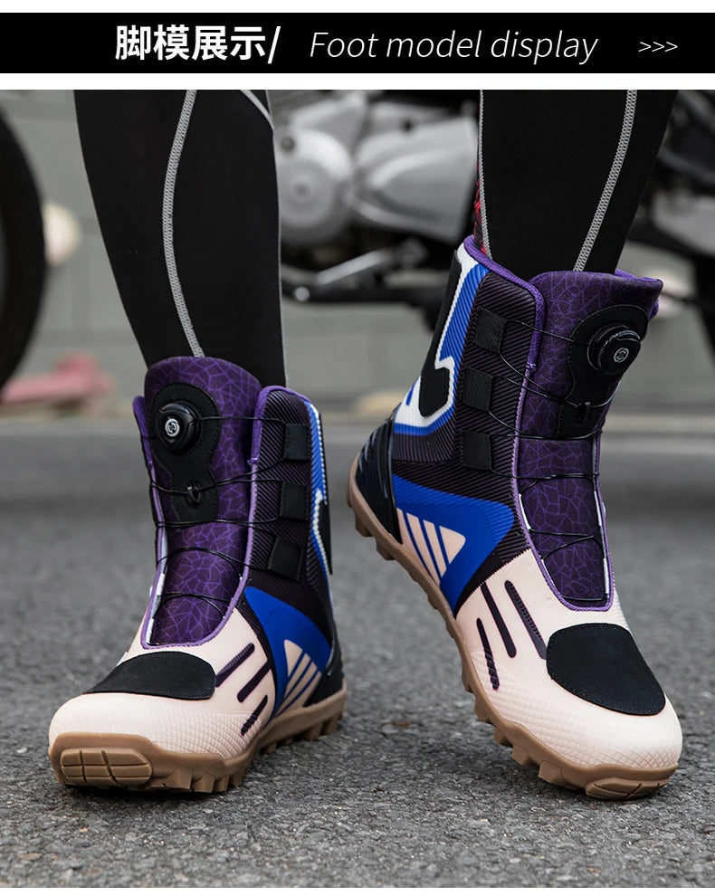 Motorcycle protective riding boots men four season fashion high top anti slip wear-resistant comfortable off-road cycling boots
